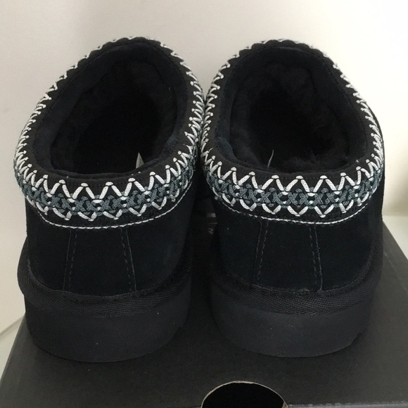 Ugg Tasman Black Suede Sheepskin Slippers Loafers - Picture 8 of 8